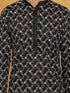 Vastramay Men's Black And White Cotton Kurta And Pyjama Set